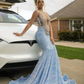 Blue Sparkly Evening Dress Long Mermaid Prom Dress nv184