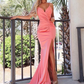 Sexy Pink Mermaid Spaghetti Straps Prom Dresses nv306