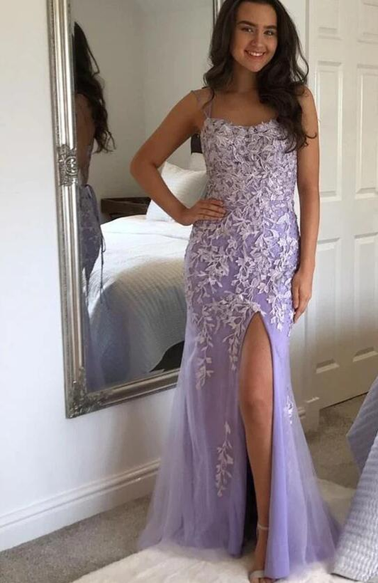 Lilac Sexy Mermaid Long Prom Dresses nv1024