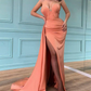 Mermaid Satin Sweatheart Unique Modest Long Party Evening Prom Dresses nv334