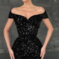 Elegant Black Sparkly Sequin Off Shoulder Mermaid Long Prom Dresses, Floor Length Party Dress,Evening Dress nv325