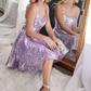 Shiny A Line Sequins Scoop Lavender Short Prom Dresses, Graduation Dresses nv264