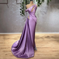 Sexy Prom Dress Lavender Mermaid Floor Length One Shoulder Evening Party Gowns nv412