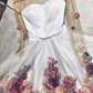 White Tulle Applique Short Prom Dresses Long Sleeve Homecoming Dresses with Flowers  nv540