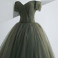 A-Line Sweetheart Neck Green Long Prom Dress, Sweep Train Green Formal Dress nv547