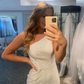 One-Shoulder Simple Pearl White Evening Dresses,Prom Dresses nv987