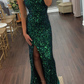 Emerald Green Sequins Mermaid Long Formal Dress nv477