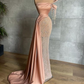 Blush Pink long prom dress mermaid Women Party Dress nv357