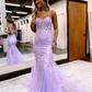 Mermaid Long Lace Blue Prom Dresses, Blue Lace Formal Evening Dresses nv464