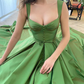 A-Line/Princess Sweep/Brush Train Straps Sleeveless Satin Ruffles Dresses nv542