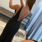 V Neck Mermaid Black Lace Long Prom Dress, Mermaid Black Formal Dress nv402
