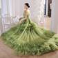 Light Green Layers Tulle Sweetheart Long Formal Dresses, Tulle Wedding Party Dresses nv439