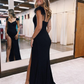 Charming Mermaid Sweetheart Velvet Prom Dresses with Slit nv476
