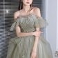 Green Tulle Beaded Long Prom Dress, A-Line Formal Evening Dress nv452