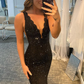 Elegant Glitter Rhinestone Lace Long Prom Dress nv400