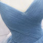 V-Neck Tulle Spaghetti-Straps Floor-Length Prom Dresses nv214