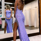 Elegant Mermaid Sleeveless Sequined Prom Dresssplit Online Spaghetti-straps nv444