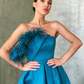 A Line Peacock Blue Prom Dresses, Peacock Blue Floor Length Formal Evening Dresses nv512