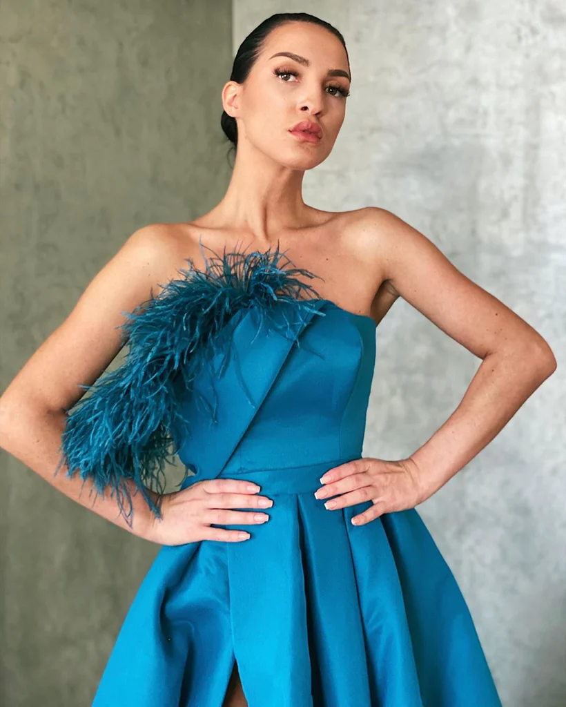 A Line Peacock Blue Prom Dresses, Peacock Blue Floor Length Formal Evening Dresses nv512