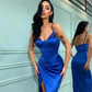 Sexy Long Prom Dresses, Sequins Side Slit Evening Party Dresses, Popular Wedding Guest Dresses nv458