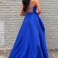 Sweetheart Neck High Low Blue Long Prom Dresses, Strapless Blue Formal Graduation Evening Dresses nv332