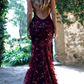 Luxurious Mermaid Burgundy Long Evening Dress nv471