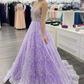 Gorgeous Purple Lace Beaded Long Prom Dress Sweetheart Ball Gown nv814