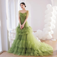 Light Green Layers Tulle Sweetheart Long Formal Dresses, Tulle Wedding Party Dresses nv439