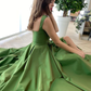 A-Line/Princess Sweep/Brush Train Straps Sleeveless Satin Ruffles Dresses nv542
