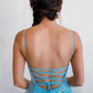 Princess Blue Straps A-Line Long Prom Gown nv427