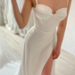 ELEGANT IVORY SWEETHEART MERMAID PROM DRESS WITH HIGH SPLIT  nv373