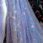 Light Purple A-line Tulle Floral Off Shoulder Sweetheart Evening Prom Dresses nv449