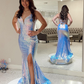 Mermaid White Sequins Long Formal Dress with Lace Up Back nv572