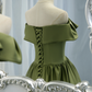 Green satin long A line prom dress green evening dress nv544