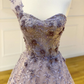 One Shoulder Long A-line Lace Appliques Beaded Prom Dresses nv820