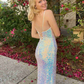 Stinning Mermaid White Sequined Prom Dress nv336
