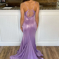 Simple Lilace Straps Mermaid Long Formal Dress nv577