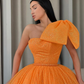 Bellasprom Ball Gown Orange Prom Dress Sequins With Bowknot One Shoulder nv558