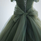 A-Line Sweetheart Neck Green Long Prom Dress, Sweep Train Green Formal Dress nv547