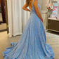 Straps Grape Square Neck Sequins Prom Dress with Pockets nv262