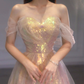 A Line Tulle Sequin Long Prom Dress, Off Shoulder Formal Graduation Dress nv425