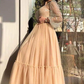 A-LINE JEWEL ANKLE LENGTH MULTIPLE LAYERS LONG SLEEVE SEQUINED PROM DRESS  nv571