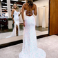 Sparkly Mermaid V Neck Royal Blue Sequins Long Prom Dresses with Slit nv465