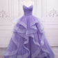V-Neck Tulle Spaghetti-Straps Floor-Length Prom Dresses nv214
