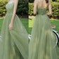 Green Tulle Long Prom Dresses, A-Line Evening Dresses nv553