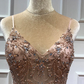 Glamorous v-neck spaghetti-straps tulle prom dress beadings long evening gowns nv155