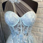 Fairy-Tale Light Blue Sweetheart A-Line Prom Dress with 3D Floral Lace nv818
