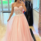 Strapless Pink Green Lace Long Prom Dresses, Strapless Green Pink Lace Formal Evening Dresses nv1048