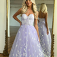 Lilac Strapless Lace Long Prom Dress nv1025