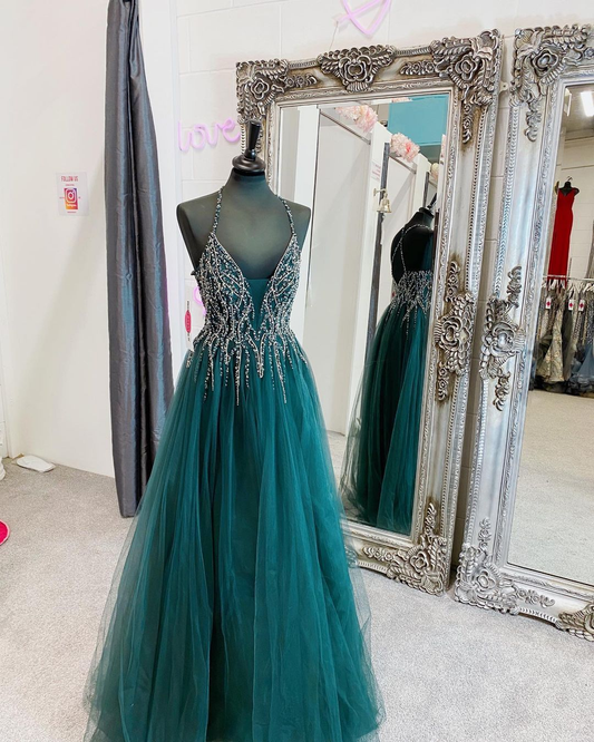 V-Neck Beaded Prom Dress, Long Prom Dresses ,Formal Prom Dress nv1056
